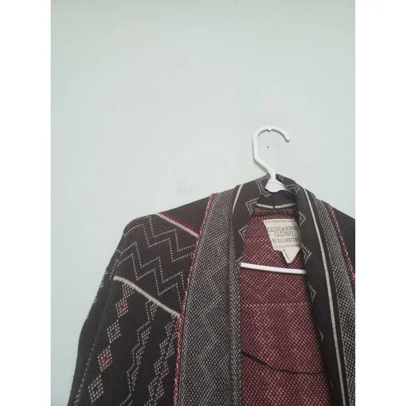 Designer's Closet Billabong Womens L Duster Cardigan Open Front Aztec Red Gray - Picture 4 of 5